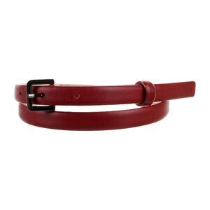 NWOT Max Mara Skinny Red Leather Belt Gunmetal Hardware US 6 (IT 42)